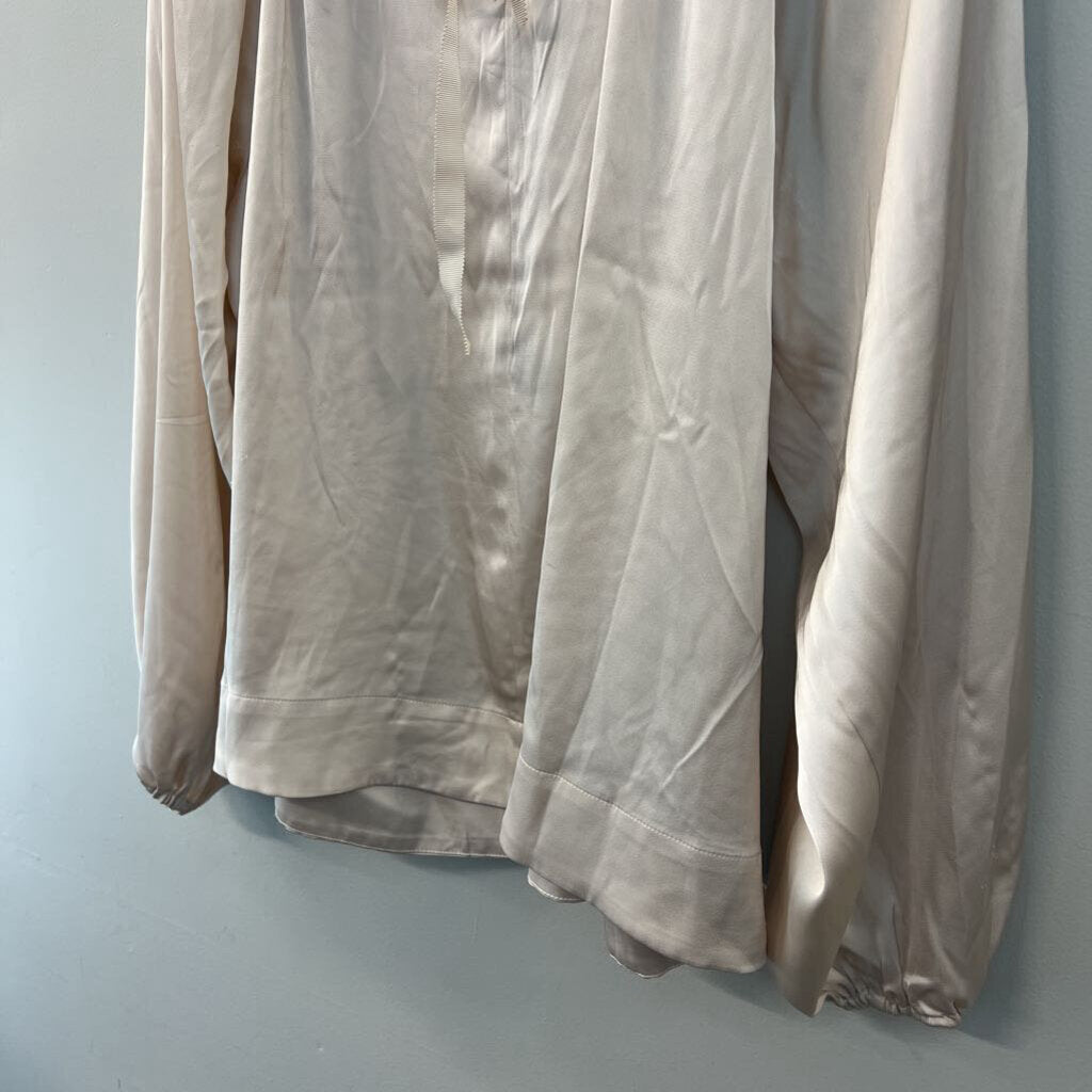 H&M Gold Silky Long Sleeve Tie Neck Top Extra Large