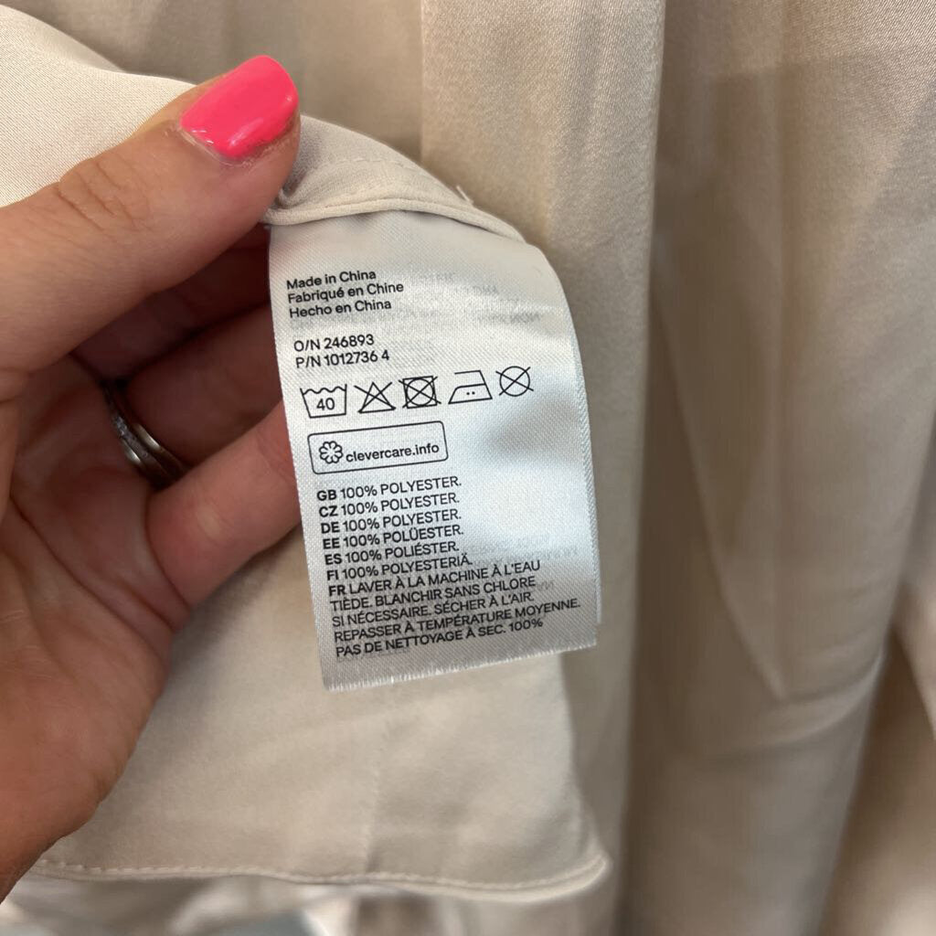 H&M Gold Silky Long Sleeve Tie Neck Top Extra Large