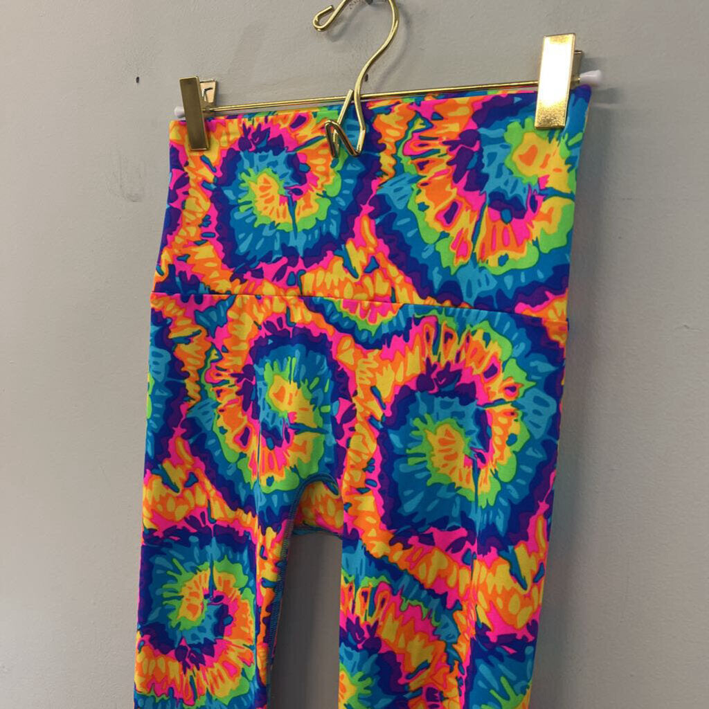 K Deer Bright Multi Color Tie Dye Leggings Medium
