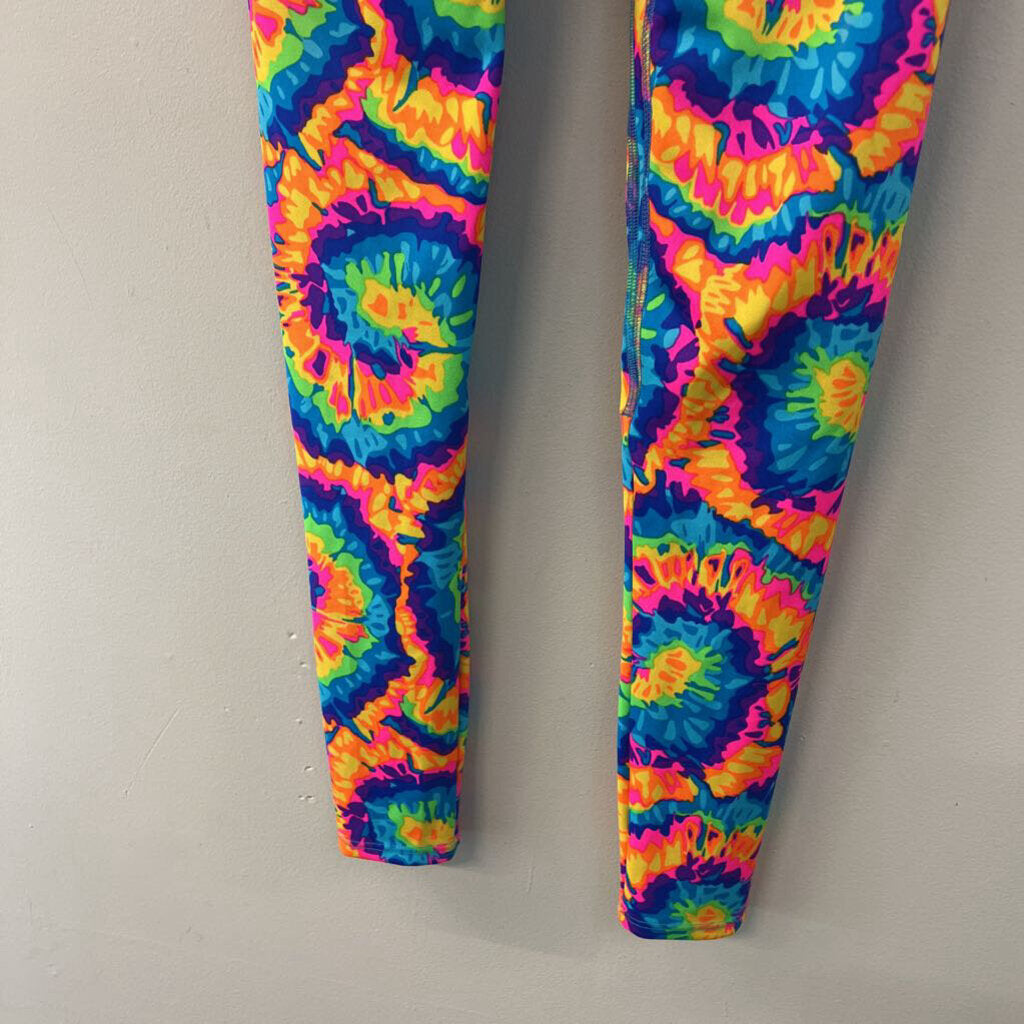 K Deer Bright Multi Color Tie Dye Leggings Medium