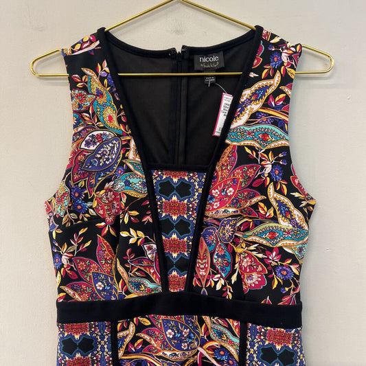Nicole Miller Black/ Multi Print Tank Dress Medium
