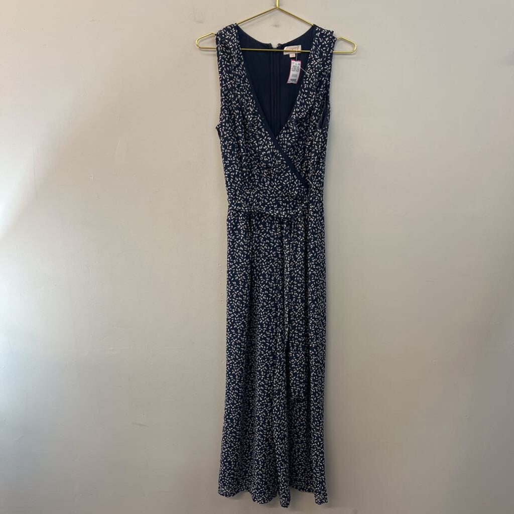 Loft Blue/ White Print Ruffle Detail Jumpsuit 6