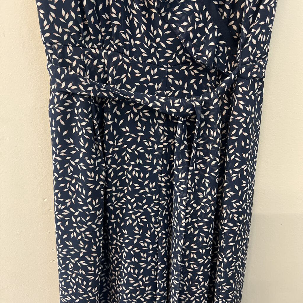 Loft Blue/ White Print Ruffle Detail Jumpsuit 6