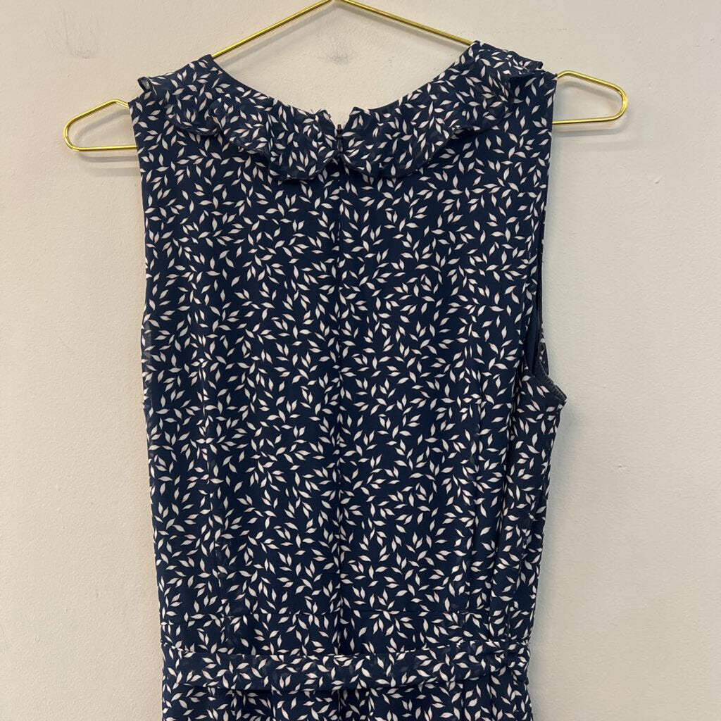 Loft Blue/ White Print Ruffle Detail Jumpsuit 6