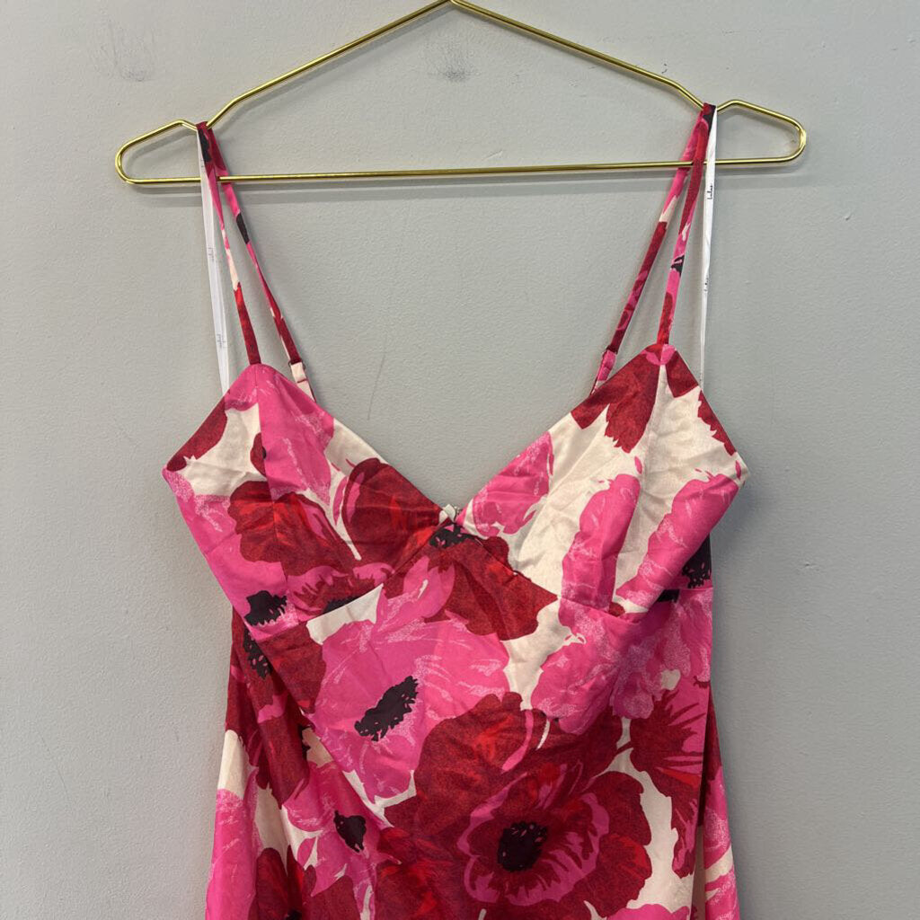 Lulus White/ Pink Flower Print Maxi Dress Large