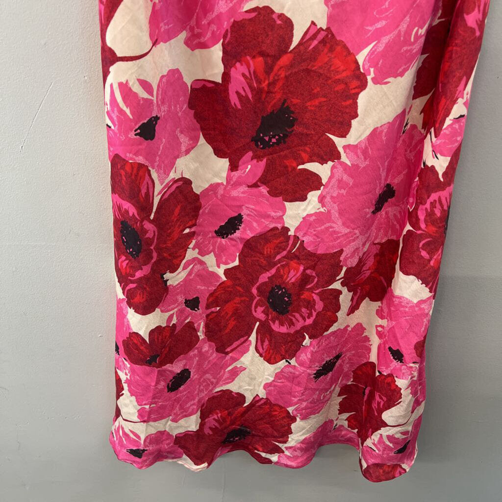 Lulus White/ Pink Flower Print Maxi Dress Large