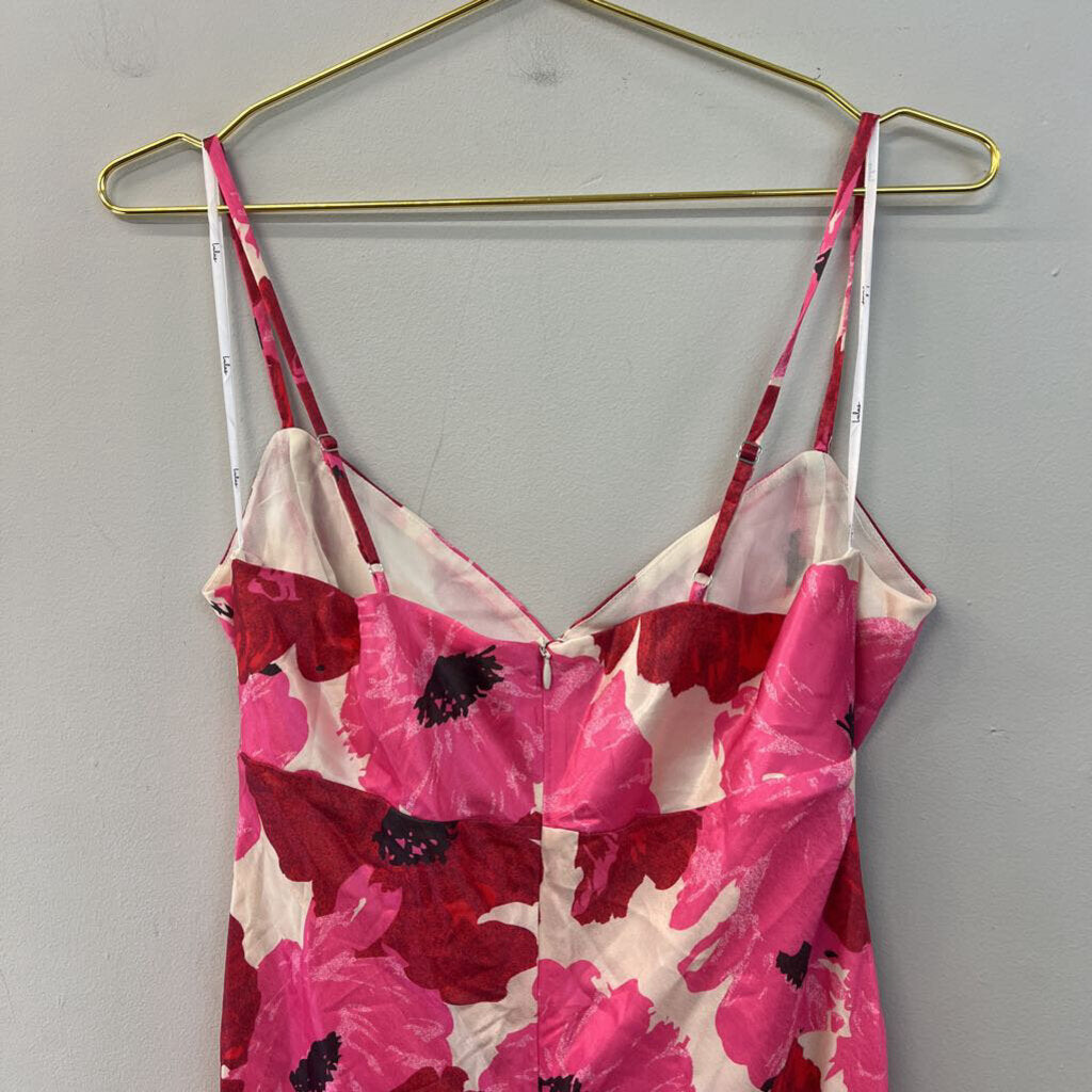 Lulus White/ Pink Flower Print Maxi Dress Large