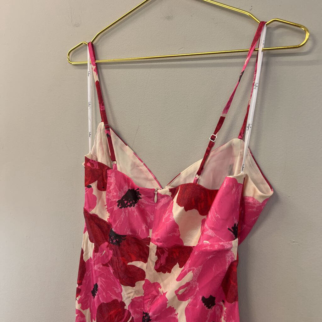Lulus White/ Pink Flower Print Maxi Dress Large