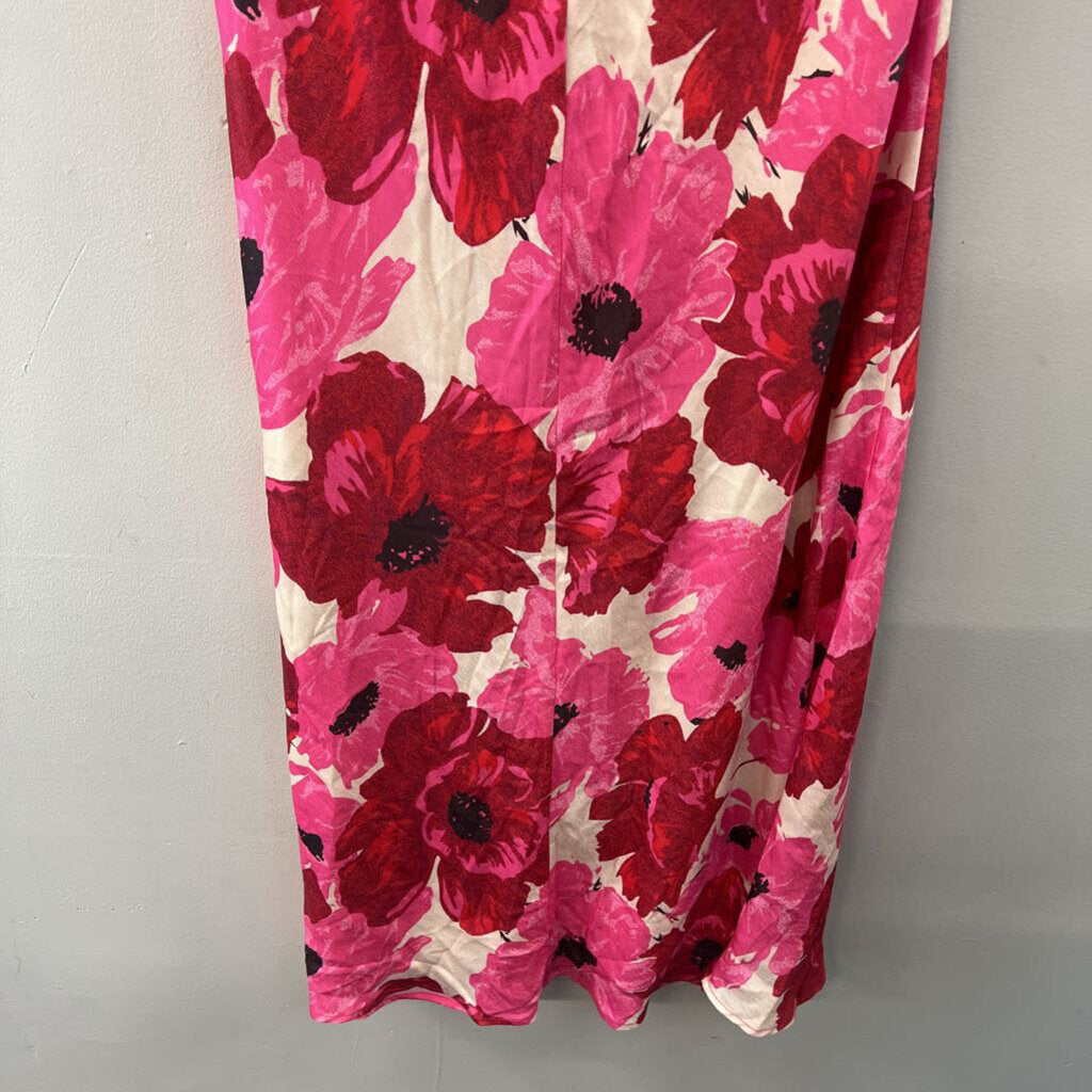 Lulus White/ Pink Flower Print Maxi Dress Large