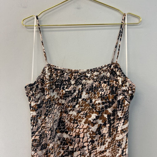 Anthropologie White/ Brown Print Maxi Dress Extra Large