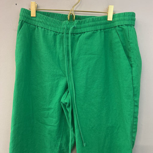 J Crew Green Linen Blend Wide Leg Pull On Pants 10