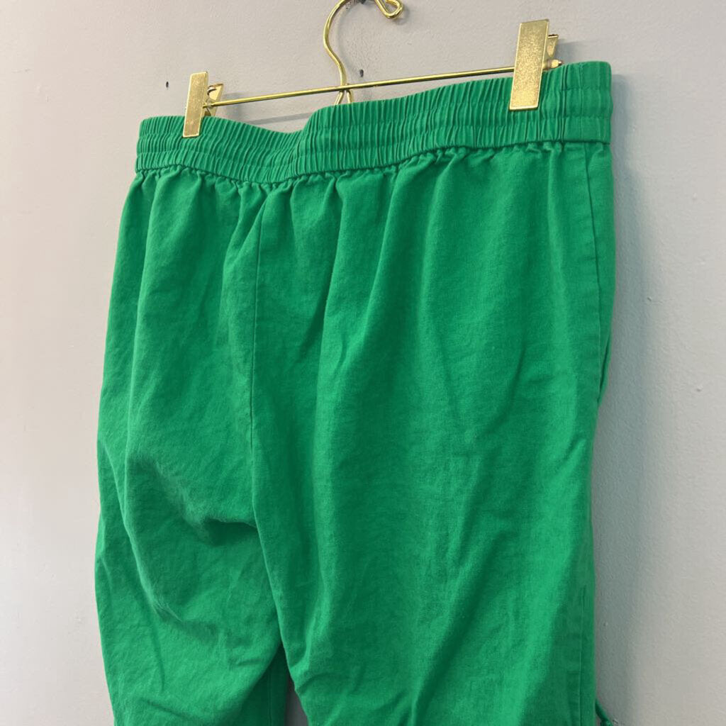 J Crew Green Linen Blend Wide Leg Pull On Pants 10