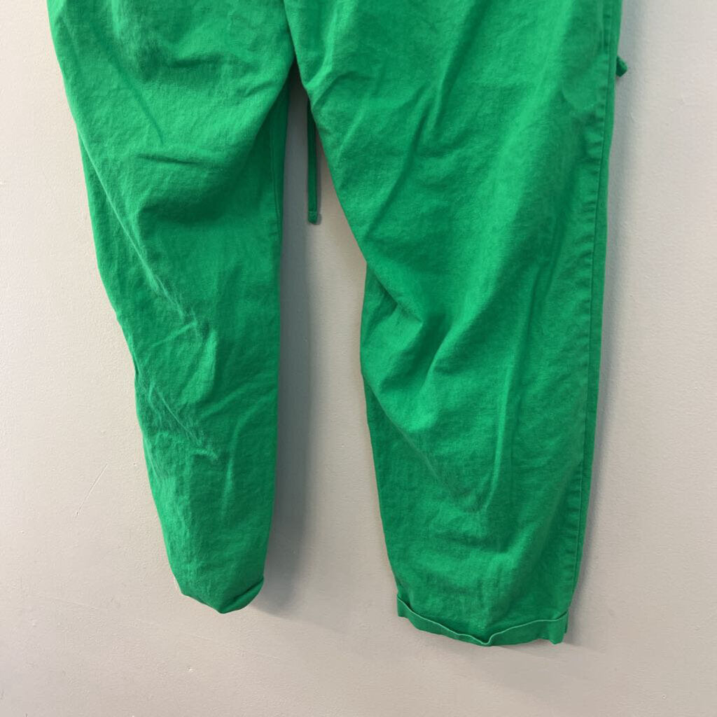 J Crew Green Linen Blend Wide Leg Pull On Pants 10