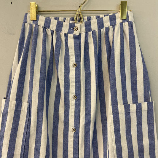 Zara Blue/ White Striped Midi Skirt Extra Small