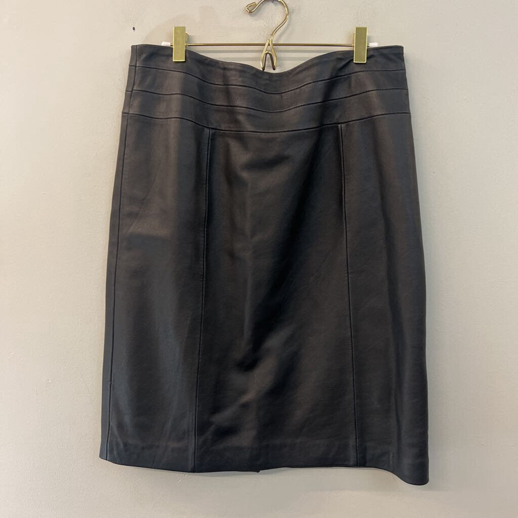 Pelle Studio Black Leather Knee Length Skirt 12