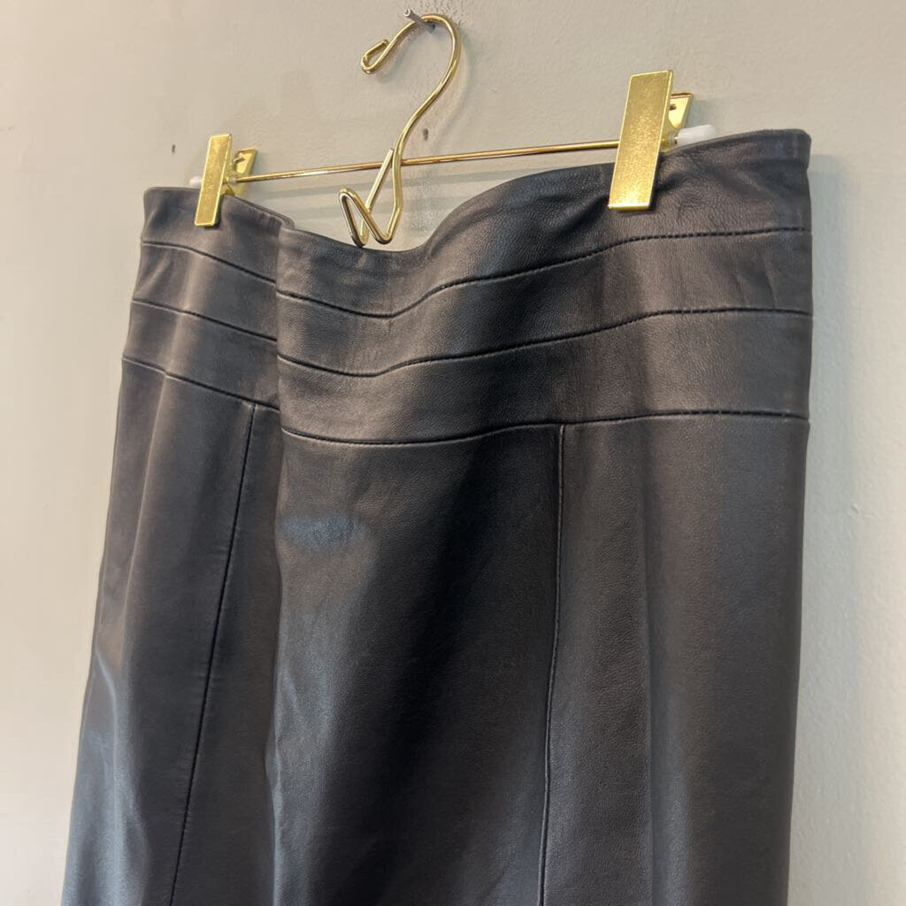 Pelle Studio Black Leather Knee Length Skirt 12