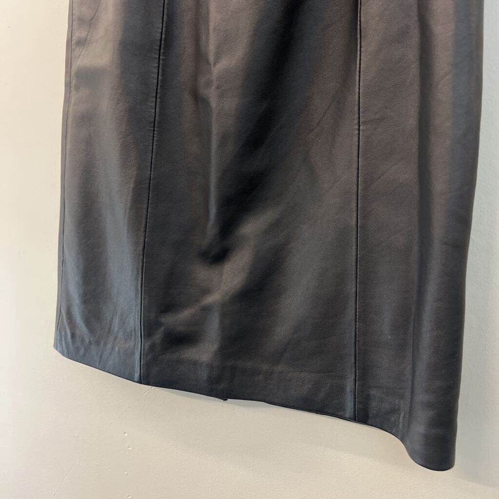 Pelle Studio Black Leather Knee Length Skirt 12