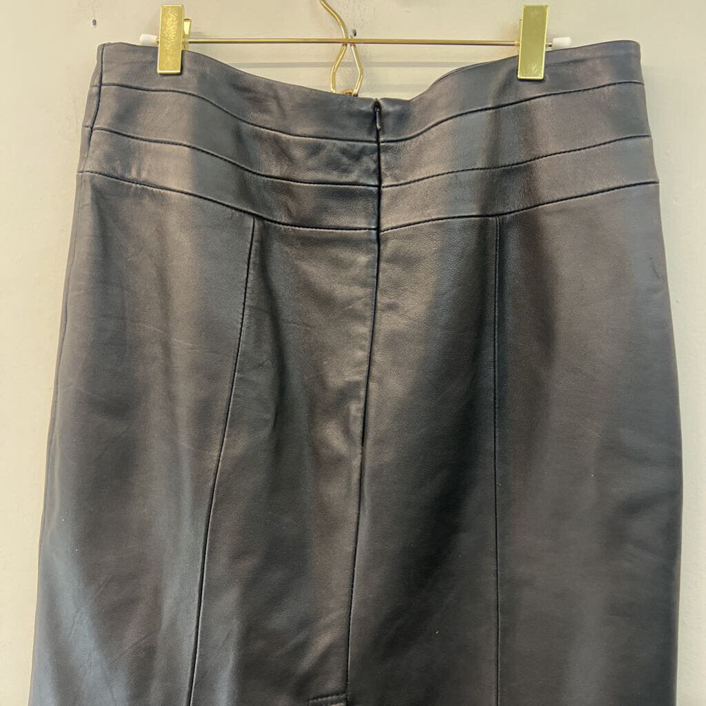 Pelle Studio Black Leather Knee Length Skirt 12