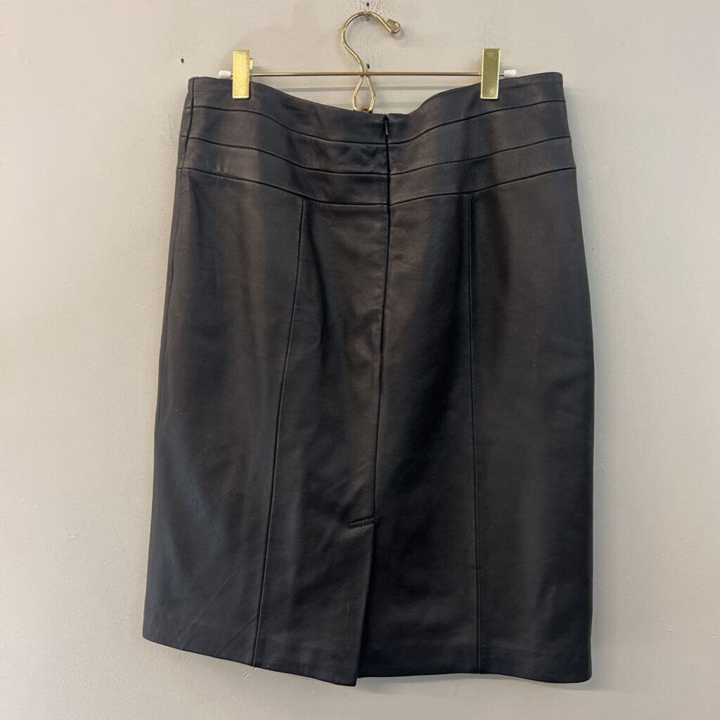 Pelle Studio Black Leather Knee Length Skirt 12