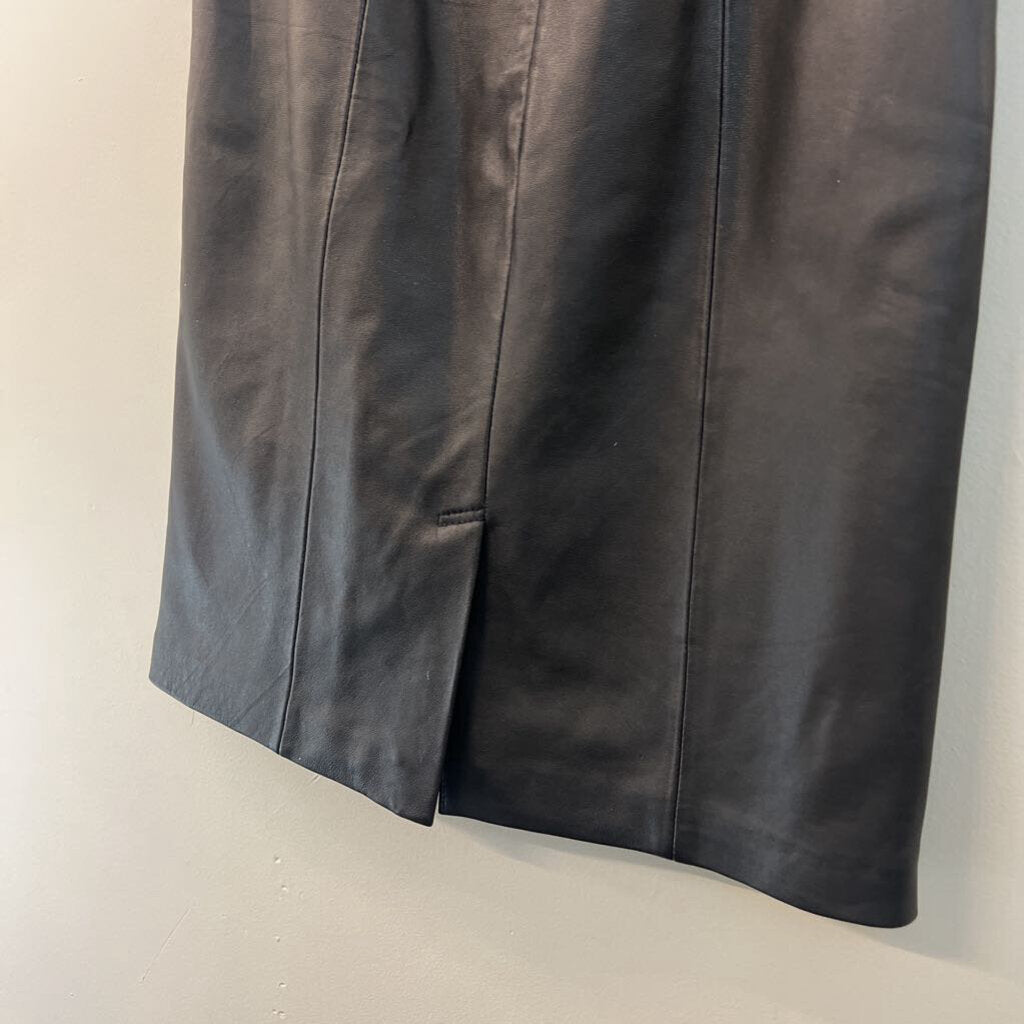 Pelle Studio Black Leather Knee Length Skirt 12