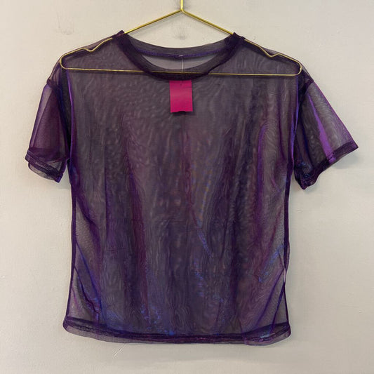 Blue/ Purple Iridescent Sheer Short Sleeve Top Small
