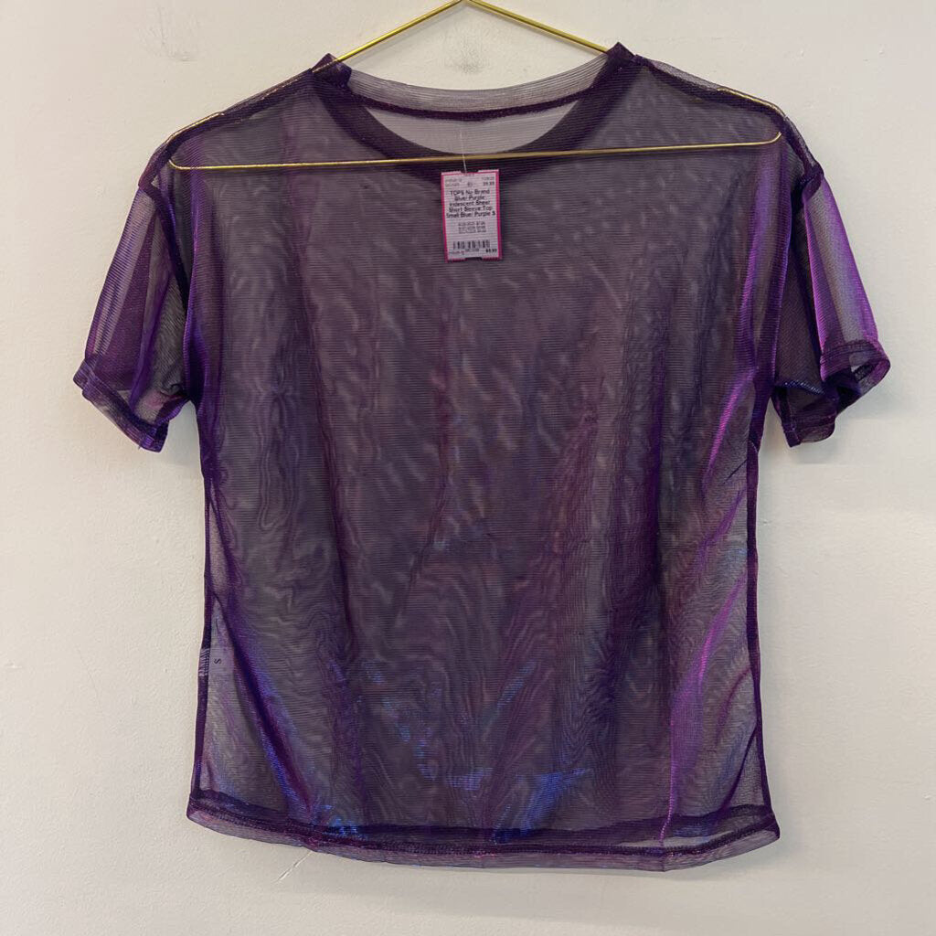 Blue/ Purple Iridescent Sheer Short Sleeve Top Small