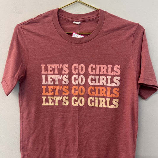 Pink/ Multi Let's Go Girls Short Sleeve Graphic Tee Small