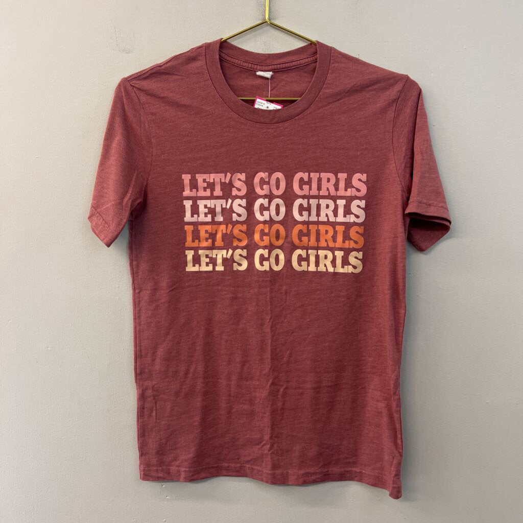 Pink/ Multi Let's Go Girls Short Sleeve Graphic Tee Small