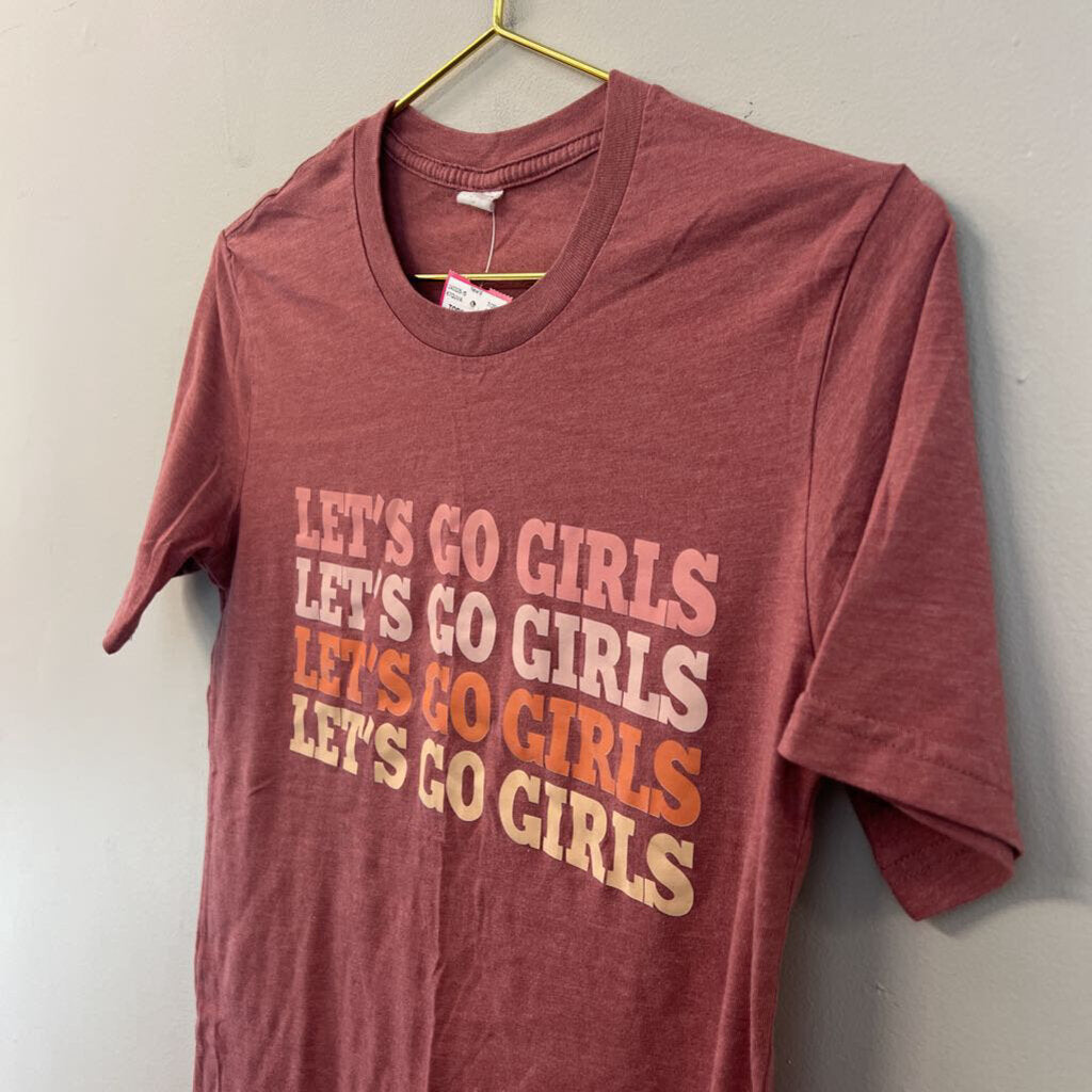 Pink/ Multi Let's Go Girls Short Sleeve Graphic Tee Small