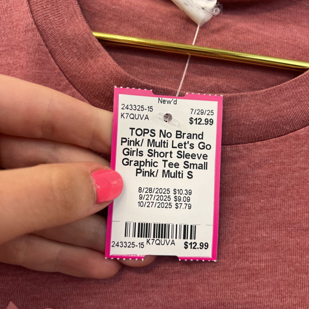 Pink/ Multi Let's Go Girls Short Sleeve Graphic Tee Small