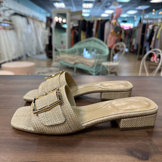 Talbots Viv Buckle Rafia Slides 8.5