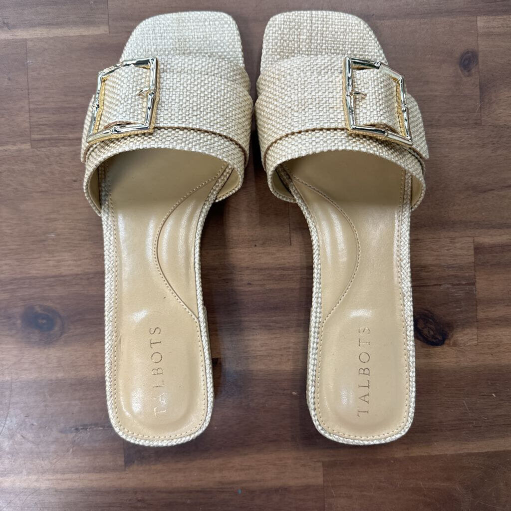 Talbots Viv Buckle Rafia Slides 8.5