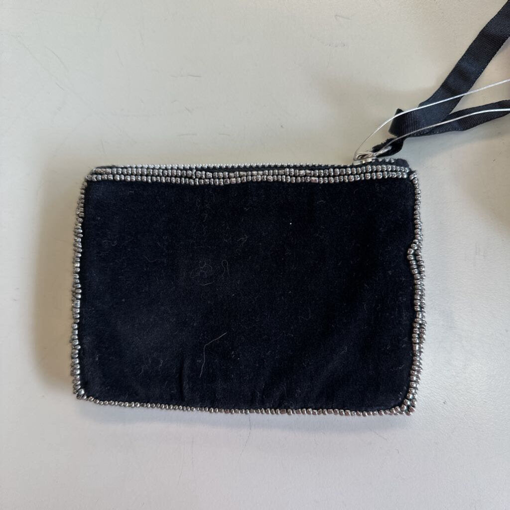 Angie Black/ Silver Beaded Small Pouch