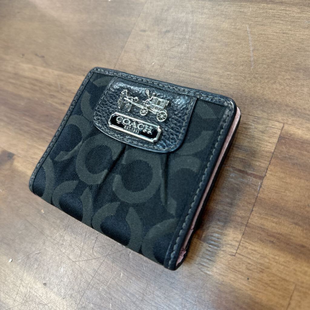 Coach Small Black Logo Print Wallet