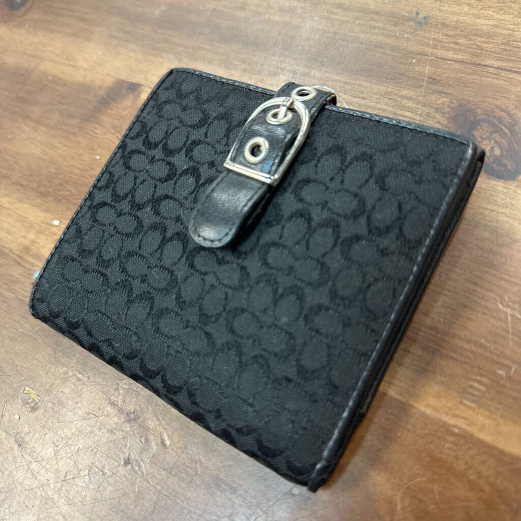 Coach Black Logo Print Wallet