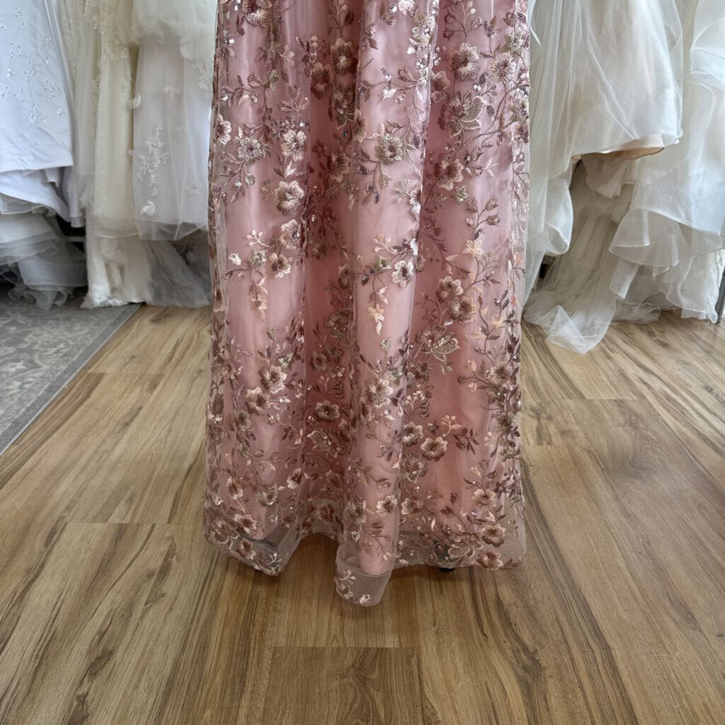 A. Byer Floral Applique Long Formal Dress 5
