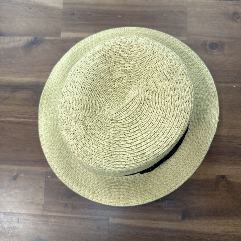 Natural/ Black Straw Fedora Hat