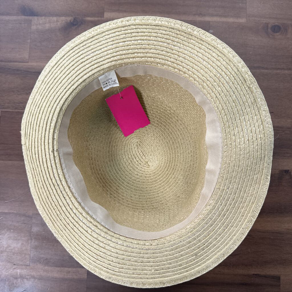 Natural/ Black Straw Fedora Hat