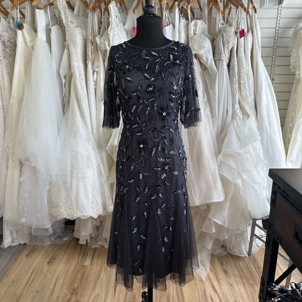 Adrianna Papell Beaded Tea Length Dress 6