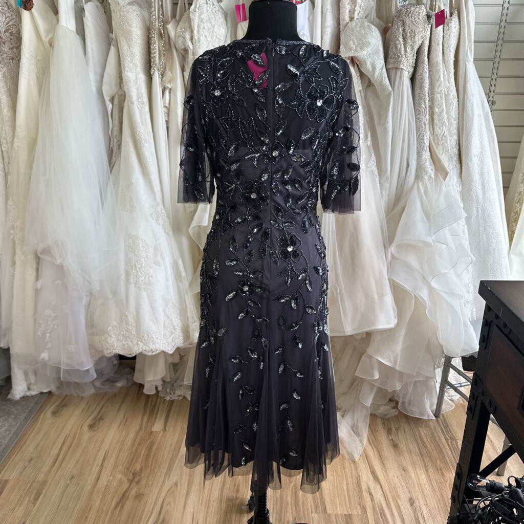 Adrianna Papell Beaded Tea Length Dress 6