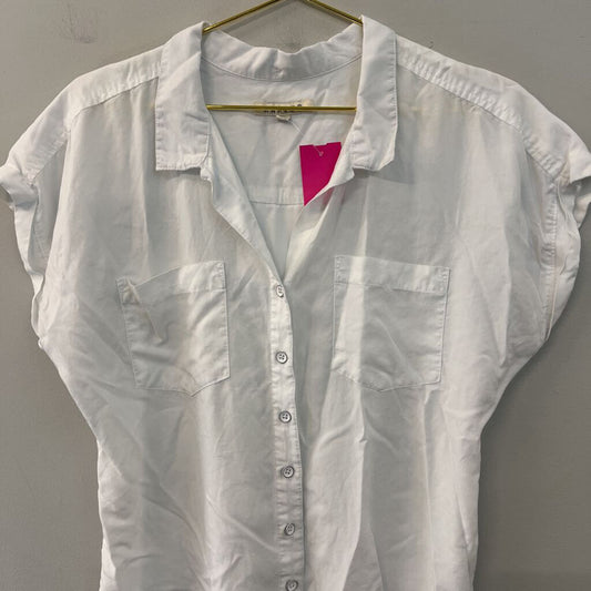 Harper White Short Sleeve Button Down Top Medium