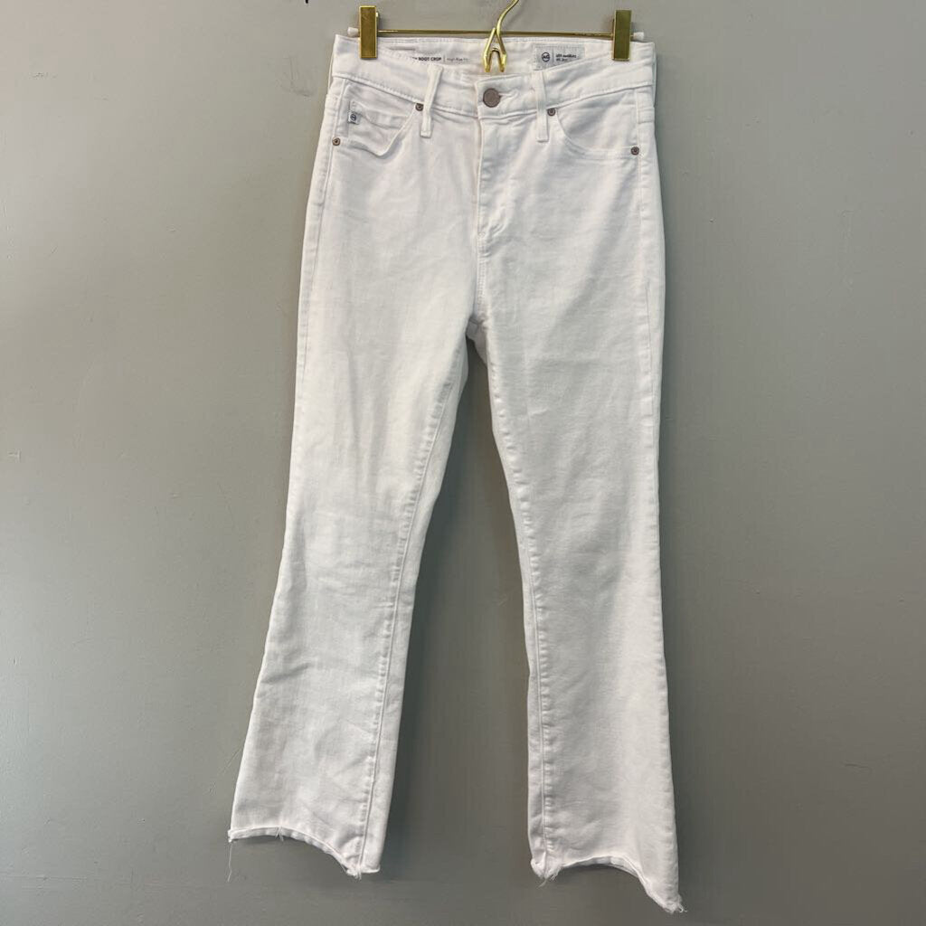 AG Los Angeles White Farrah Boot Crop Jeans 25