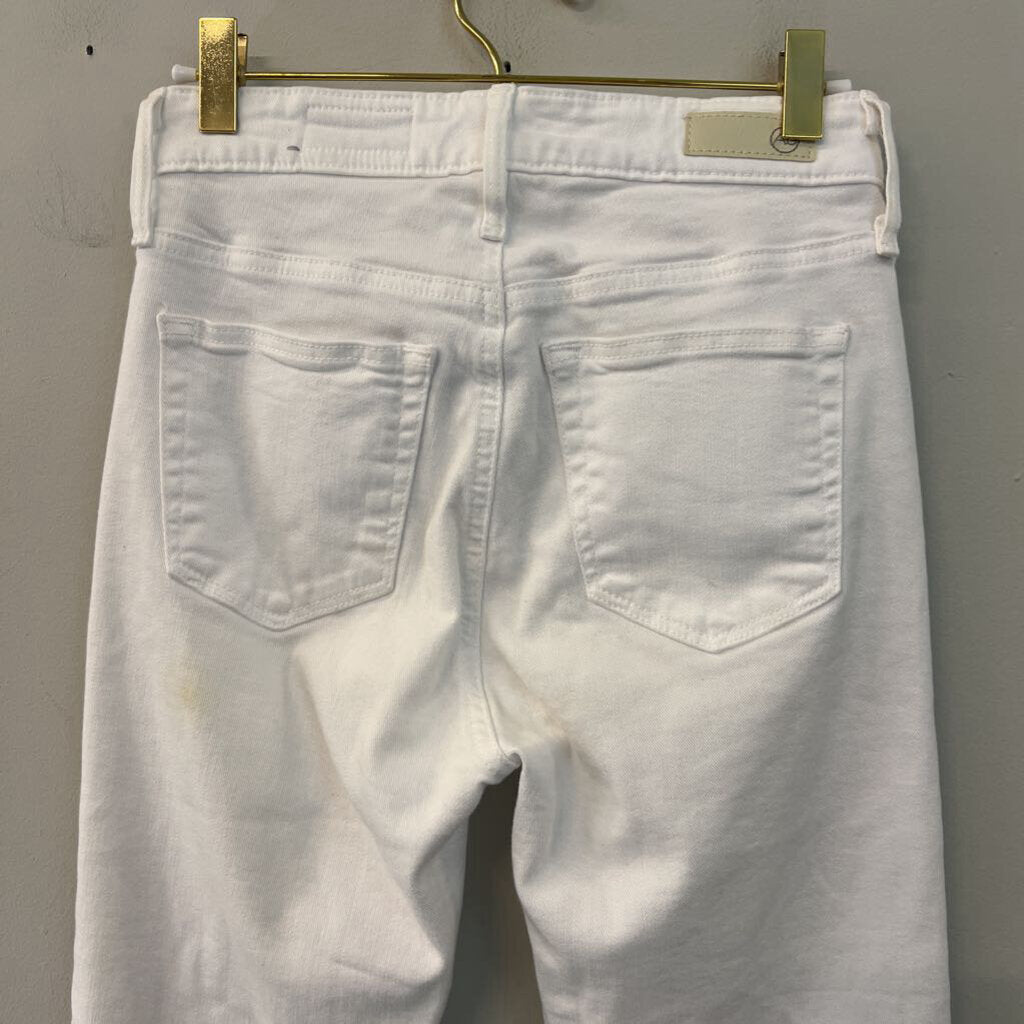 AG Los Angeles White Farrah Boot Crop Jeans 25