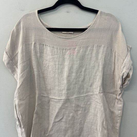 Bellambra Beige 100% Linen Short Sleeve Top Large