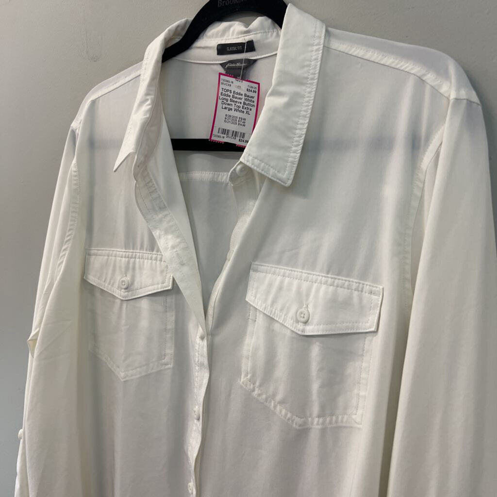 Eddie Bauer White Long Sleeve Button Down Top Extra Large