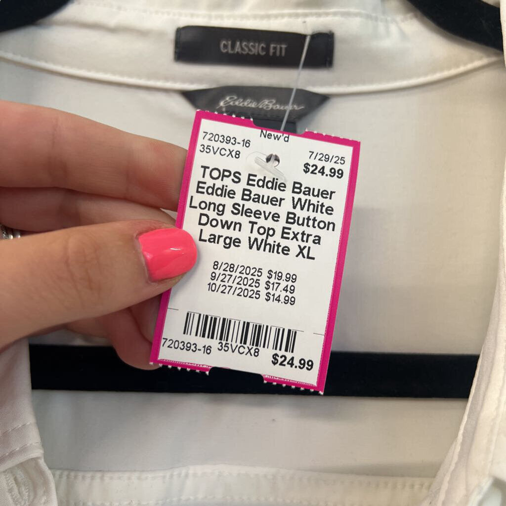 Eddie Bauer White Long Sleeve Button Down Top Extra Large