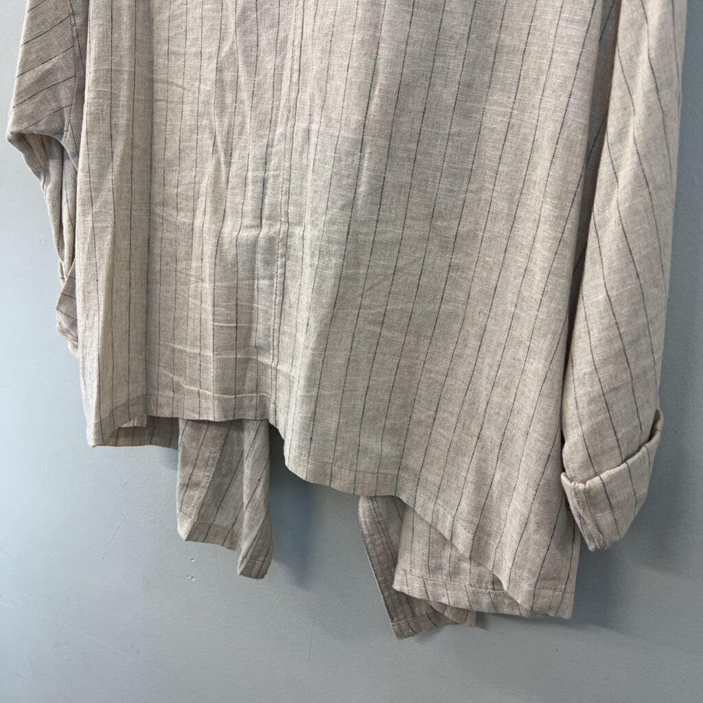 Max Studio Beige/ Blue Striped Open Front Jacket Top Extra Large