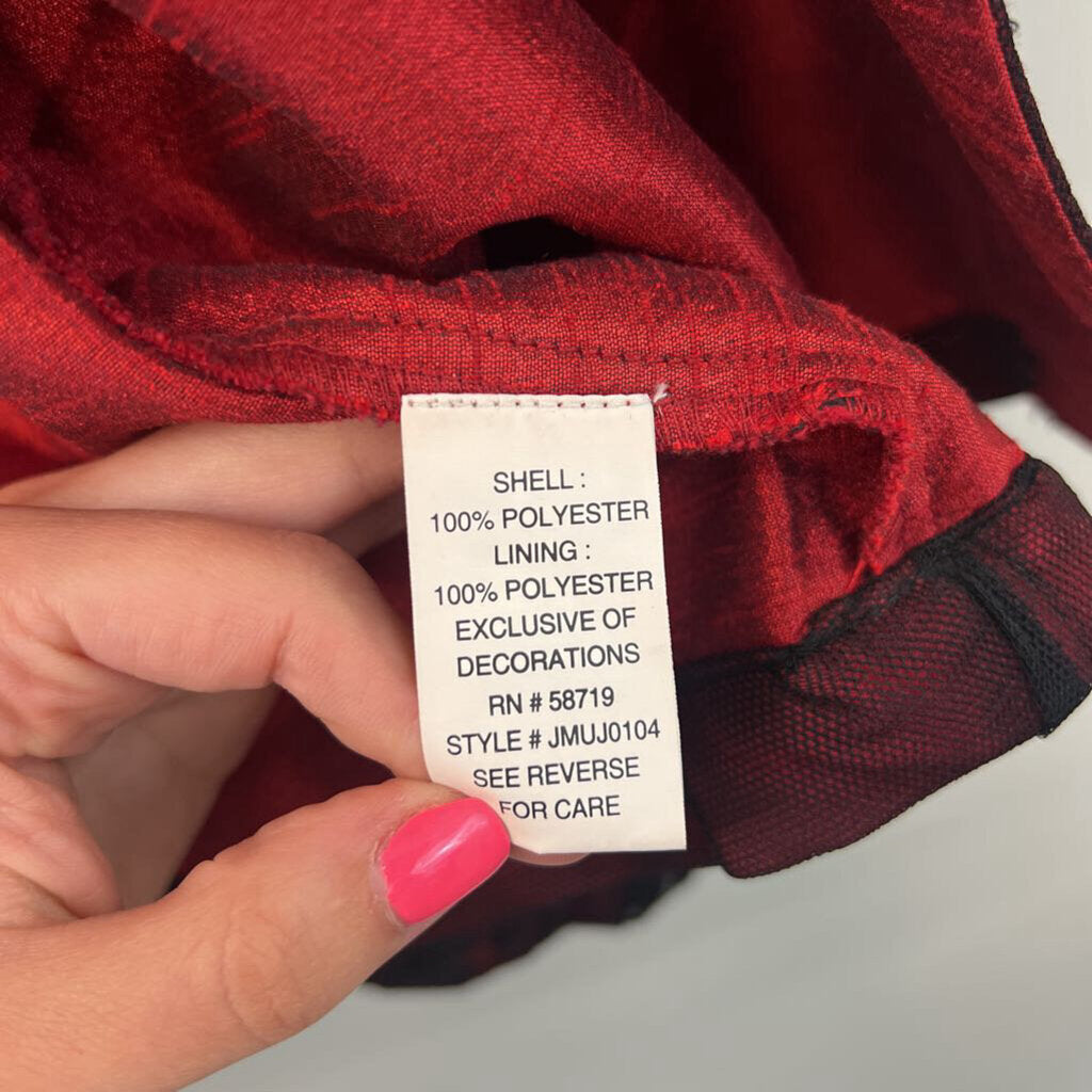 Choices Red/ Black Embroidered Embellished Open Front Jacket Large