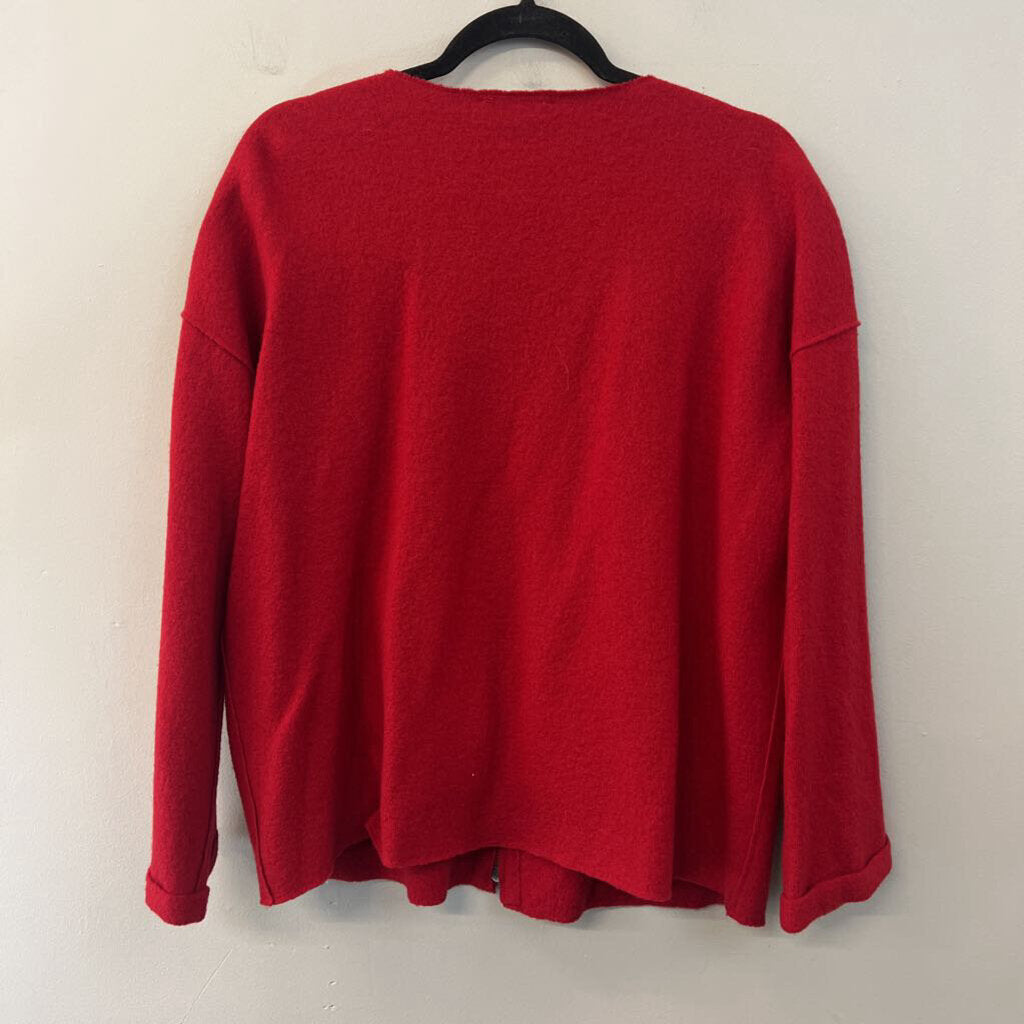 Eileen Fisher Red 100% Wool Zip Up Jacket Medium