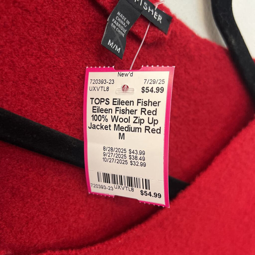 Eileen Fisher Red 100% Wool Zip Up Jacket Medium